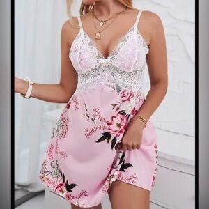 Night Gowns size M and L white silk and floral